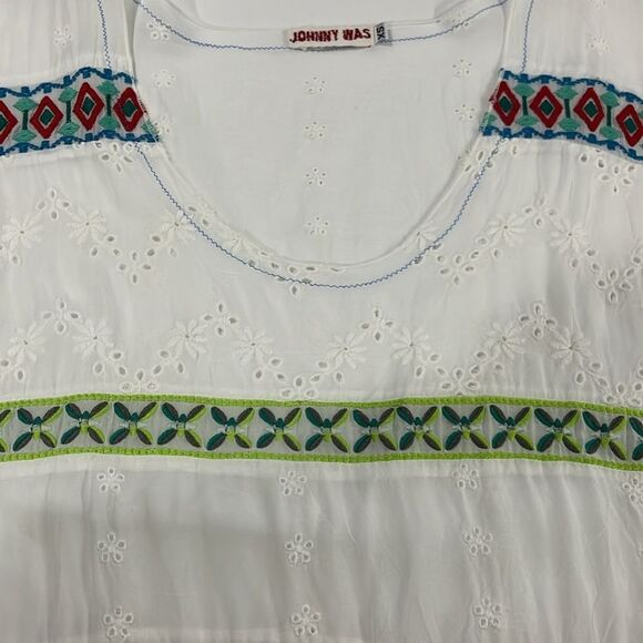 Johnny Was Embroidered Flora‎ Boho Blouse Top Shirt - Women’s Size XS (runs big) - Picture 4 of 6